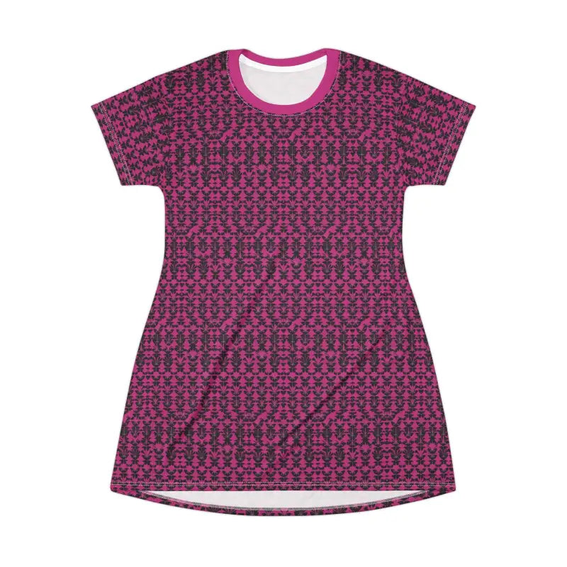 Magenta Patterned T Shirt Dress for Summer Style and Comfort - Ocean State Styles