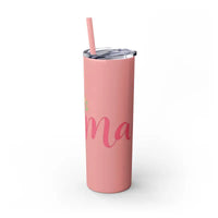 Mama 20oz Tumbler With Matching Straw Glossy White And Carnation Pink - Ocean State Styles