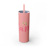 Mama 20oz Tumbler With Matching Straw Glossy White And Carnation Pink - Ocean State Styles
