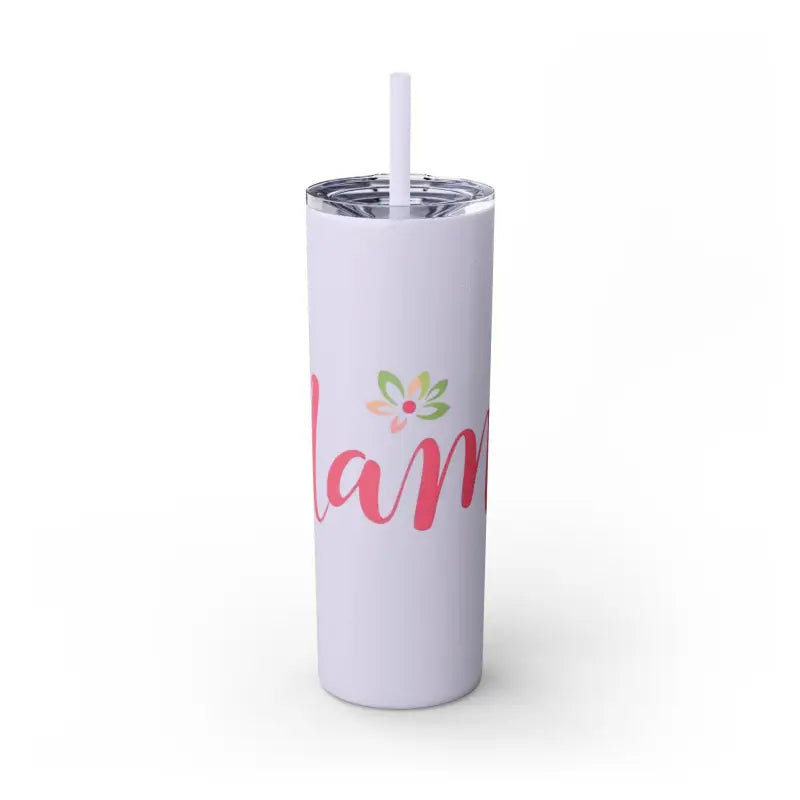 Mama 20oz Tumbler With Matching Straw Glossy White And Carnation Pink - Ocean State Styles