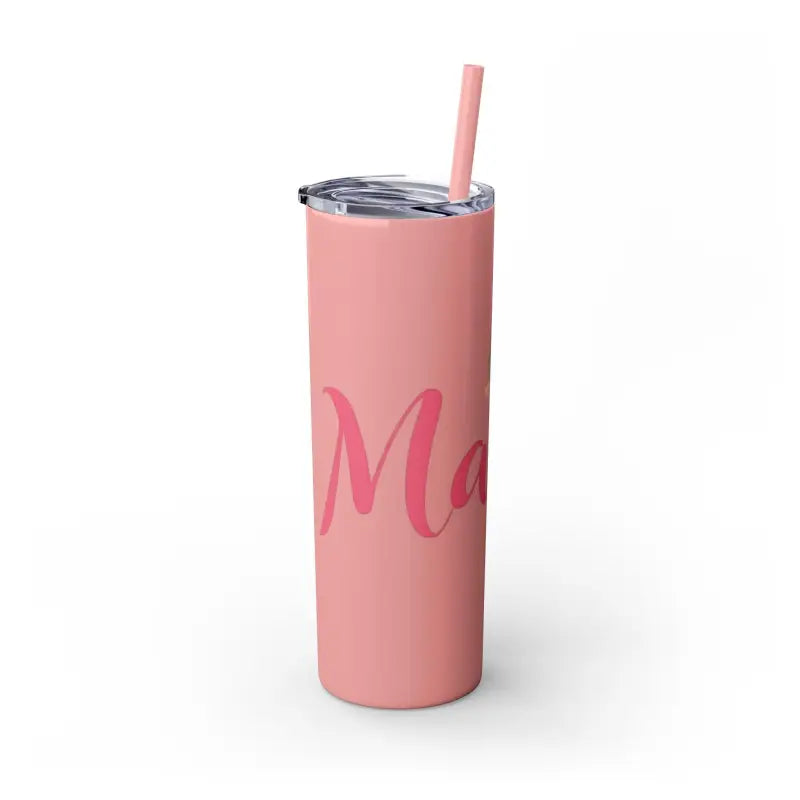 Mama 20oz Tumbler With Matching Straw Glossy White And Carnation Pink - Ocean State Styles