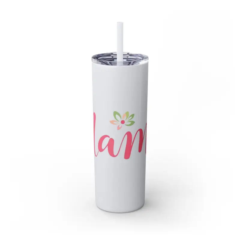 Mama 20oz Tumbler With Matching Straw Glossy White And Carnation Pink - Ocean State Styles
