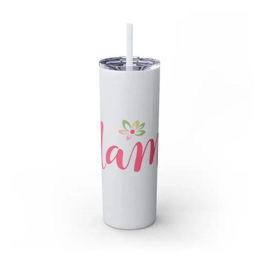 Mama 20oz Tumbler With Matching Straw Glossy White And Carnation Pink - Ocean State Styles