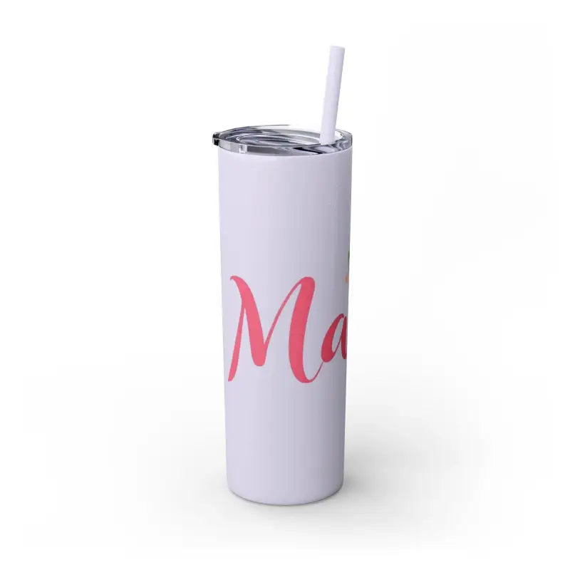 Mama 20oz Tumbler With Matching Straw Glossy White And Carnation Pink - Ocean State Styles