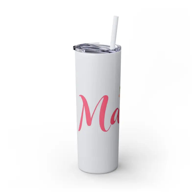 Mama 20oz Tumbler With Matching Straw Glossy White And Carnation Pink - Ocean State Styles