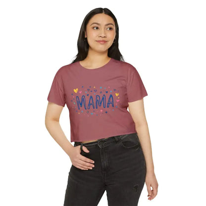 Mama Crop Top for Stylish Moms, featuring a trendy women’s cropped t-shirt design