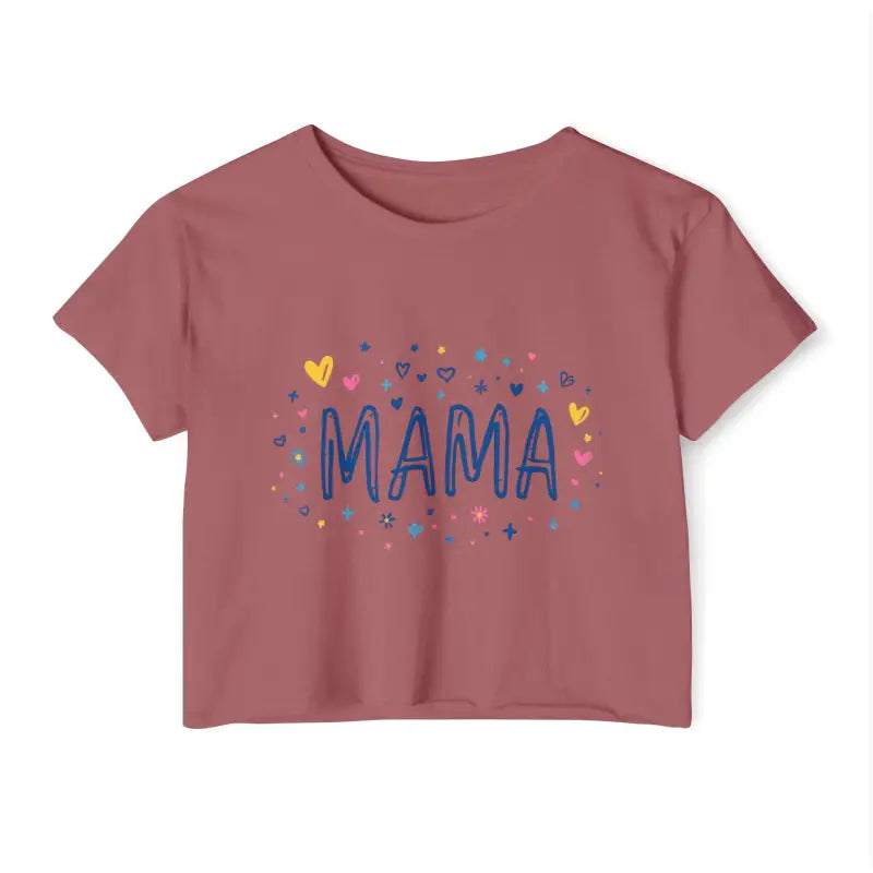 Mauve Crop Top with Mama Design for Stylish Moms in Fashionable Apparel Collection
