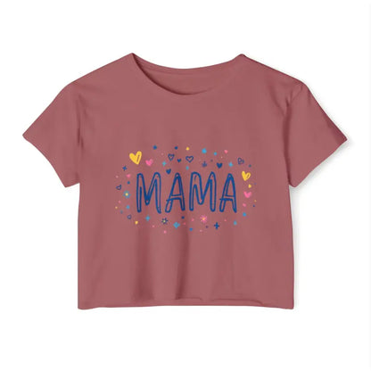 Mauve Crop Top with Mama Design for Stylish Moms in Fashionable Apparel Collection