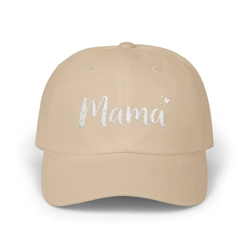 Mama Embroidered Baseball Caps in Beige Dark Blue and Pink - Ocean State Styles