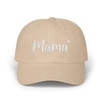 Mama Embroidered Baseball Caps in Beige Dark Blue and Pink - Ocean State Styles