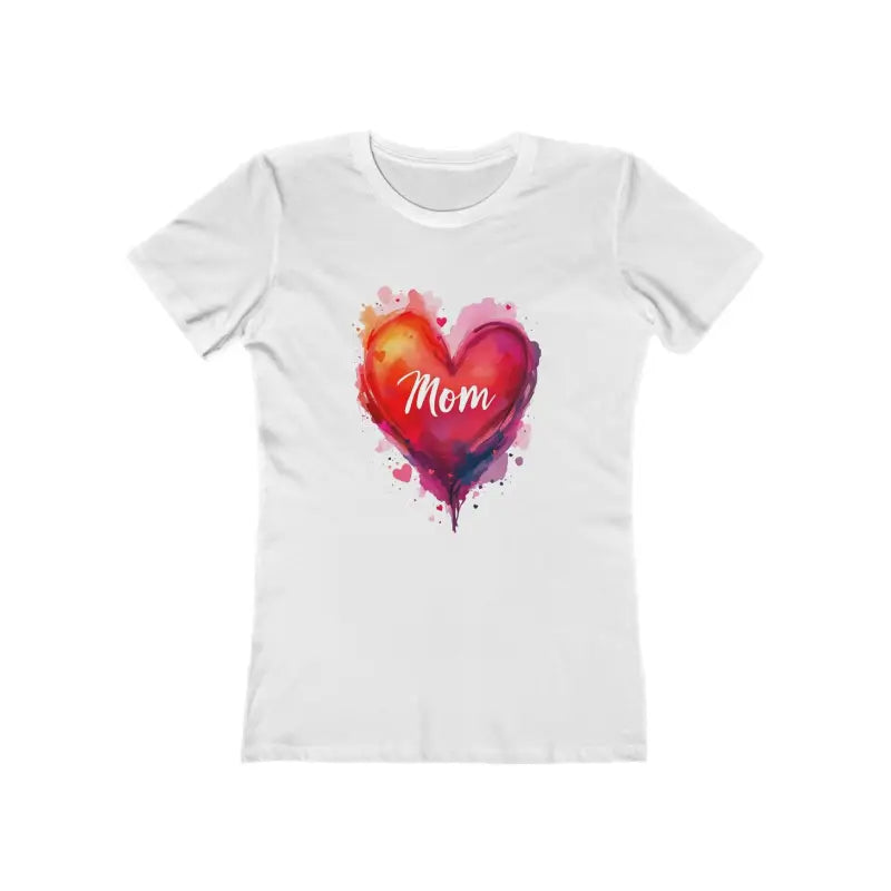 White Mama Love Women’s Watercolor Heart T-Shirt featuring a vibrant heart design