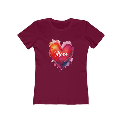 Maroon Mama Love Women’s Watercolor Heart T-shirt with a stylish heart design