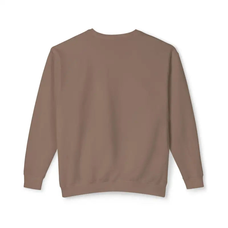 Mocha-colored crewneck sweatshirt for dinosaur-loving moms, labeled Mama Saurus