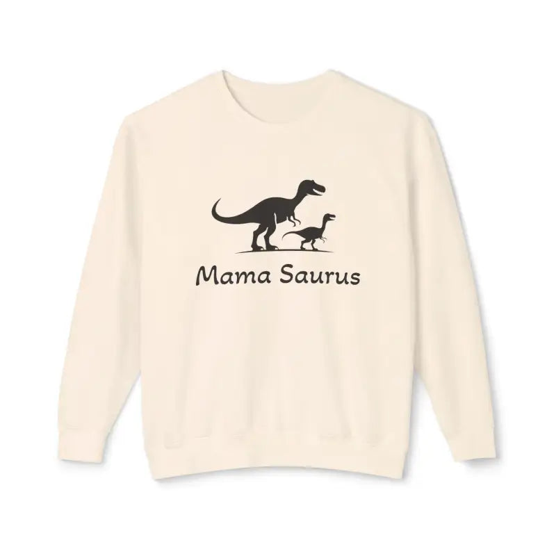 Cream-colored sweatshirt featuring a dinosaur graphic for moms who love dinosaurs
