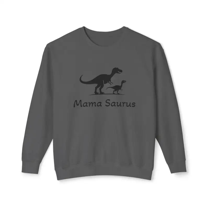 Gray sweatshirt featuring dinosaur graphic for Mama Saurus loving moms