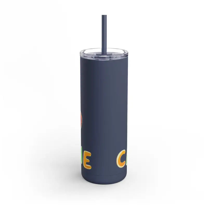 Dark blue Matte 20oz Insulated Cartoon Coffee Tumbler with straw