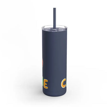 Dark blue Matte 20oz Insulated Cartoon Coffee Tumbler with straw