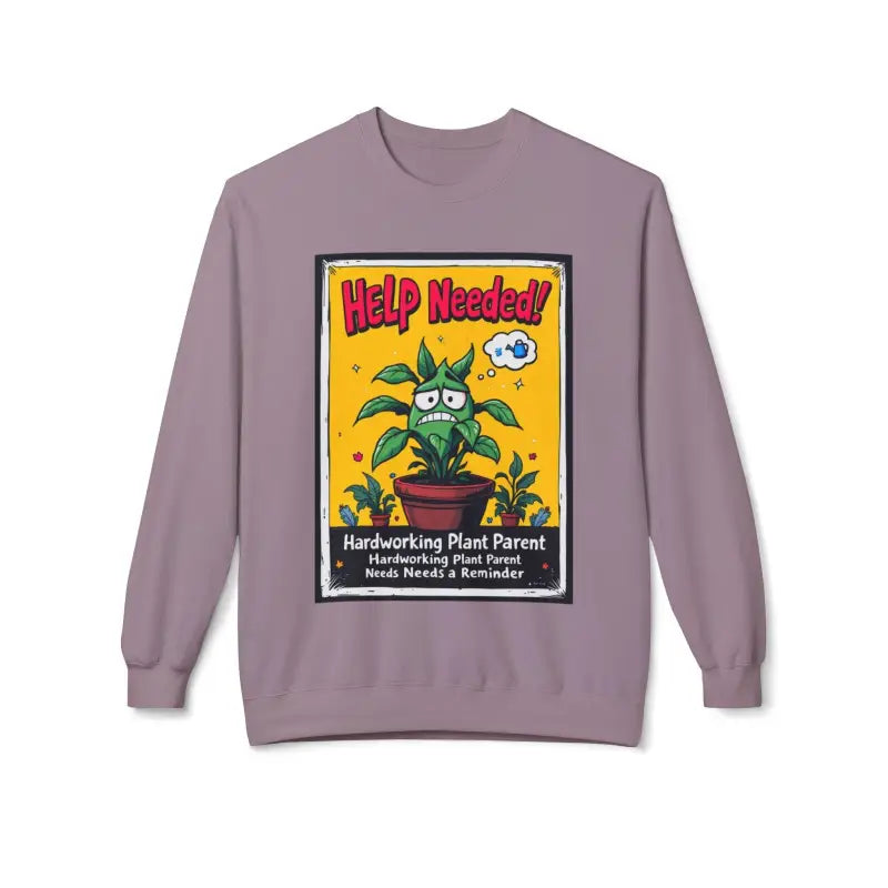 Mauve Blue Beige Sweatshirts Featuring Plant Graphics Help Wanted Funny Plant Parent Design - Ocean State Styles