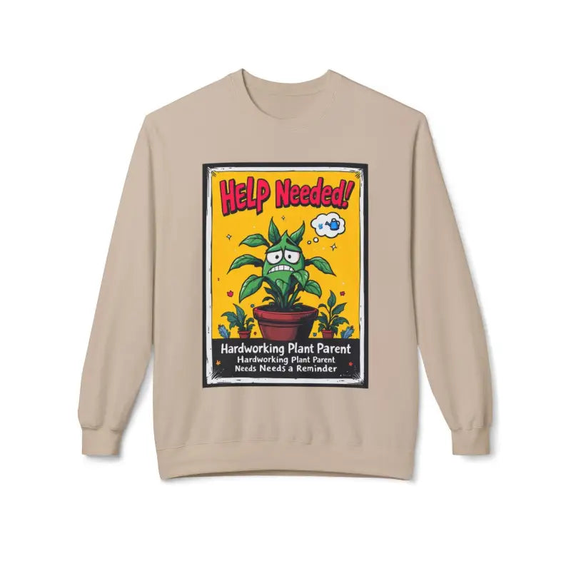 Mauve Blue Beige Sweatshirts Featuring Plant Graphics Help Wanted Funny Plant Parent Design - Ocean State Styles