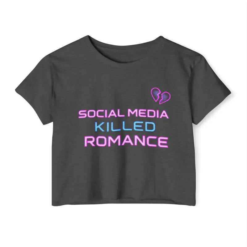 Mauve Crop Top Social Media Killed Romance Women's Festival Clothing - Ocean State Styles