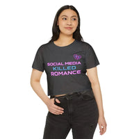 Mauve Crop Top Social Media Killed Romance Women's Festival Clothing - Ocean State Styles