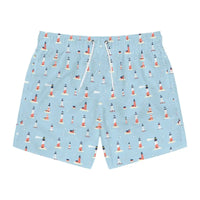 Men Light Blue Lighthouse Swim Trunks for Summer Style and Comfort - Ocean State Styles