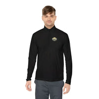 Black long-sleeved shirt from Men Simple Block Island Quarter Zip Pullover in Gray White Blue