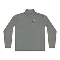 Gray long-sleeved pullover featuring a quarter zip in the Men Simple Block Island design