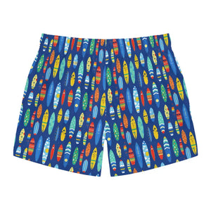 Men's Blue Surfboard Swim Trunks for Summer Beach Days - Ocean State Styles