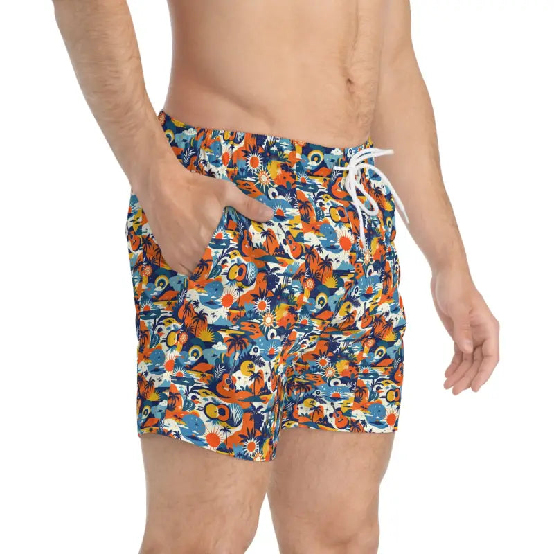 Men's Tropical Print Swim Trunks for Summer Activities - Ocean State Styles