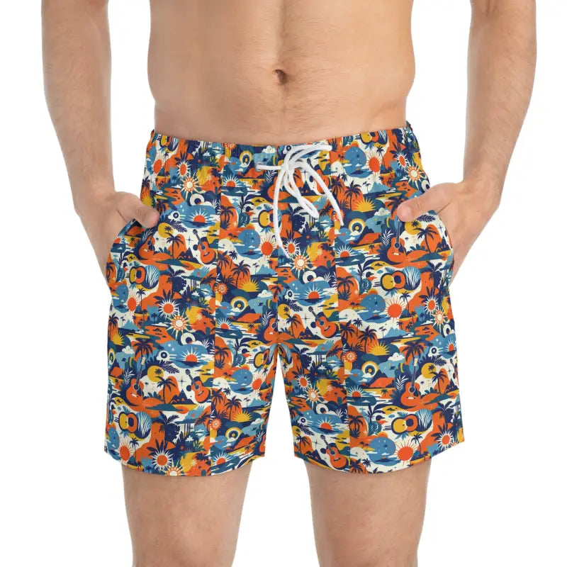Men's Tropical Print Swim Trunks for Summer Activities - Ocean State Styles