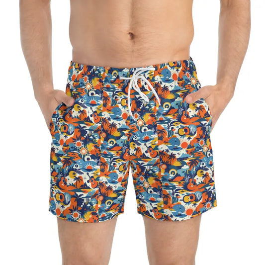 Men's Tropical Print Swim Trunks for Summer Activities - Ocean State Styles