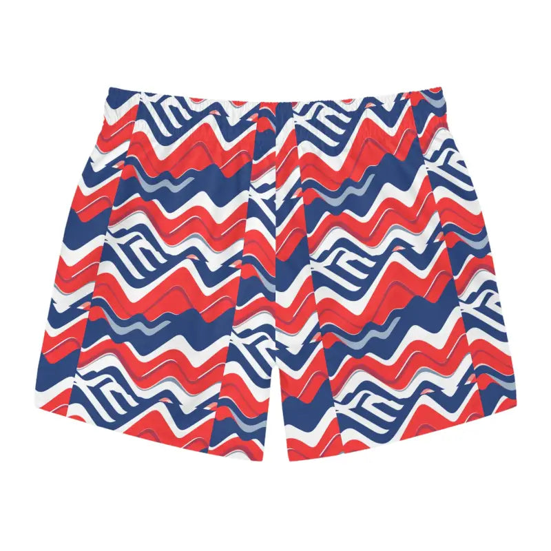 Men's Red White Blue Patterned Swim Trunks for Beach Days - Ocean State Styles