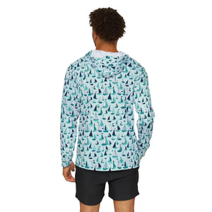Mens Sailboat Patterned Long Sleeve Hoodie - Ocean State Styles
