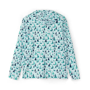 Mens Sailboat Patterned Long Sleeve Hoodie - Ocean State Styles