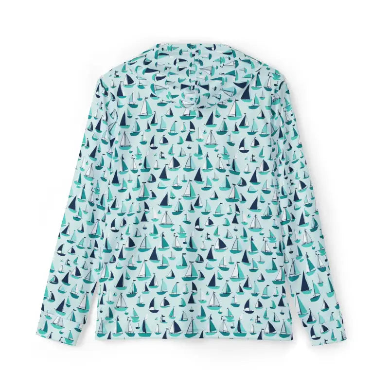 Mens Sailboat Patterned Long Sleeve Hoodie - Ocean State Styles