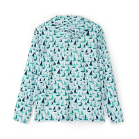 Mens Sailboat Patterned Long Sleeve Hoodie - Ocean State Styles
