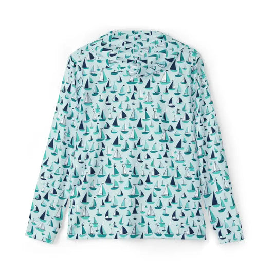 Mens Sailboat Patterned Long Sleeve Hoodie - Ocean State Styles