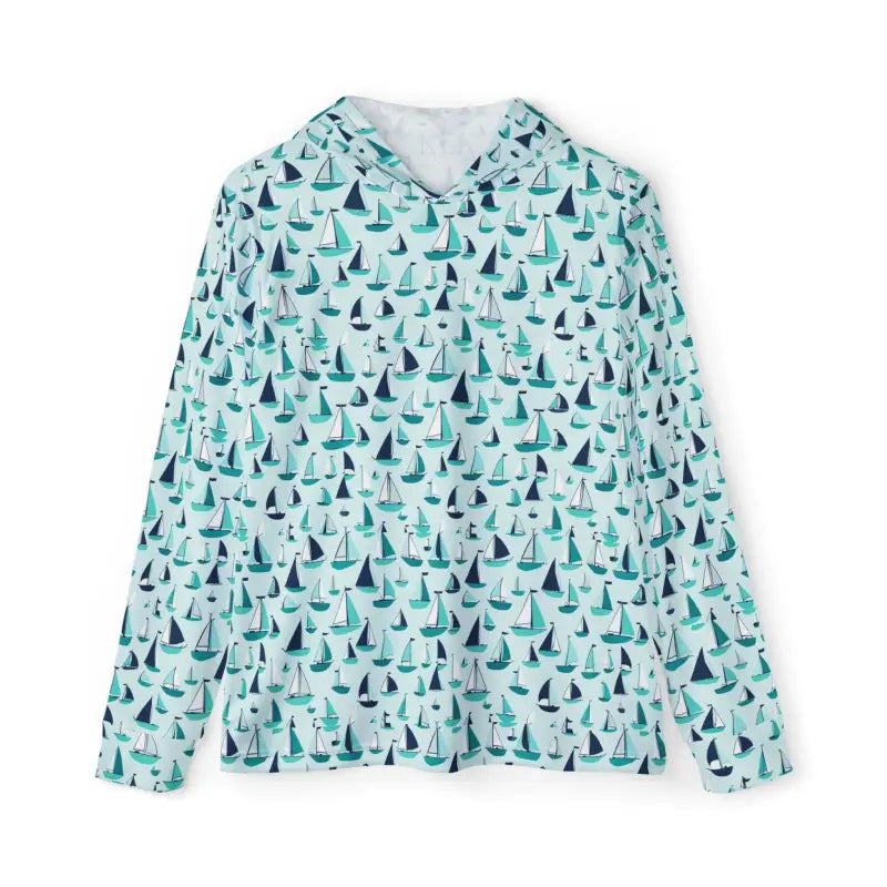 Mens Sailboat Patterned Long Sleeve Hoodie - Ocean State Styles
