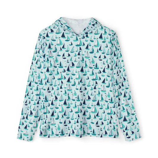 Mens Sailboat Patterned Long Sleeve Hoodie - Ocean State Styles