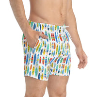 Men's Surfboard Pattern Swim Trunks for Beach and Pool Adventures - Ocean State Styles