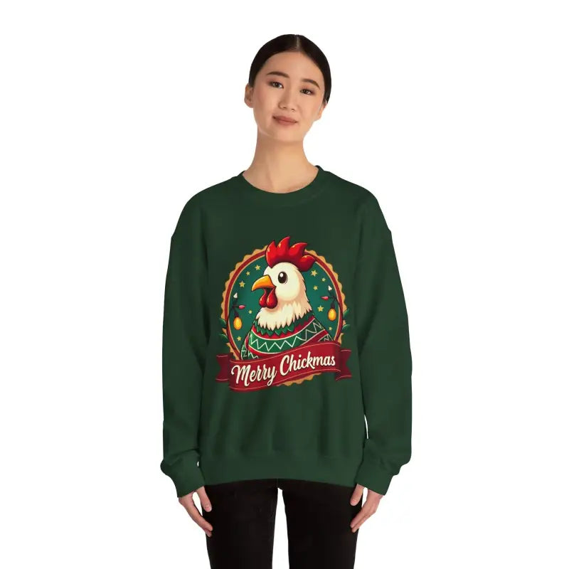 Merry Chickmas Crewneck Sweatshirt Festive Christmas Party Attire - Ocean State Styles