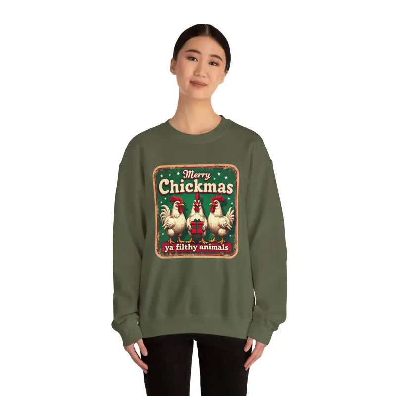 Merry Chickmas Crewneck Sweatshirt for Festive Fun Attire - Ocean State Styles