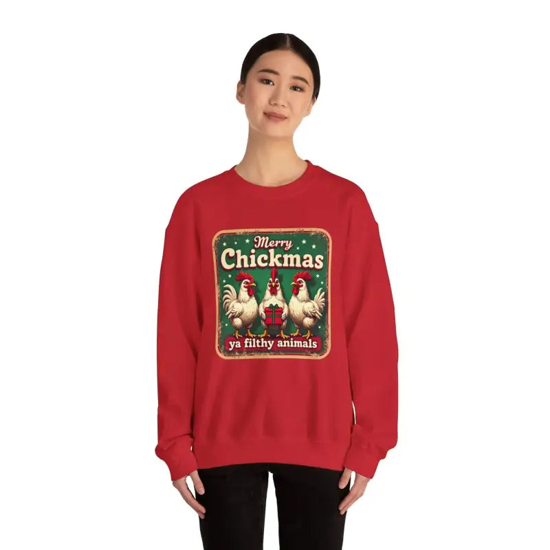 Merry Chickmas Crewneck Sweatshirt for Festive Fun Attire - Ocean State Styles
