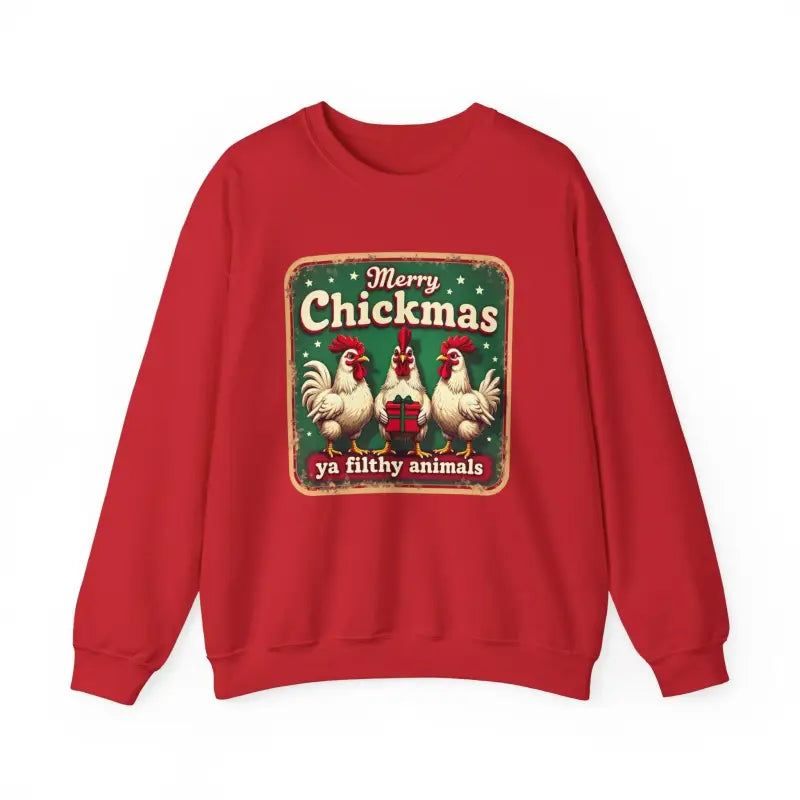 Red Merry Chickmas sweatshirt featured in Merry Chickmas Crewneck Sweatshirt collection