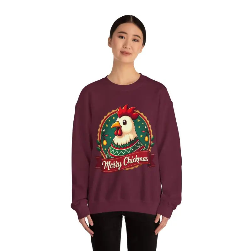 Merry Chickmas Crewneck Sweatshirt Festive Christmas Party Attire - Ocean State Styles