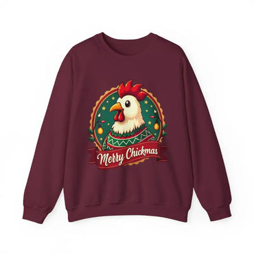 Maroon Merry Chickmas Crewneck Sweatshirt perfect for festive holiday celebrations