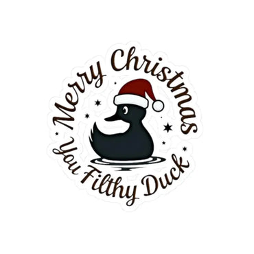 Festive duck sticker featuring Merry Christmas Ya Filthy Duck design for holiday decor