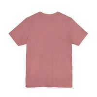 Dusty rose short-sleeved crew neck t-shirt with ribbed cuffs