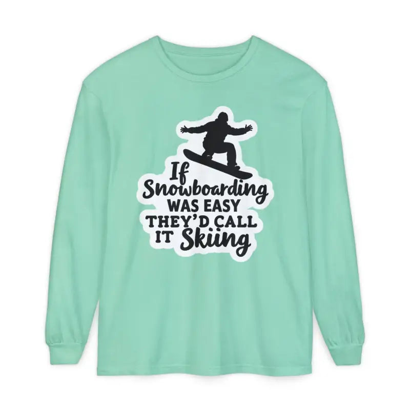 Mint Green Snowboarding Graphic Long Sleeve Shirt for Adventurers - Ocean State Styles